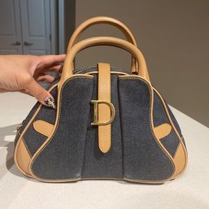 RARE Vintage Christian Dior Denim Bowler Bag